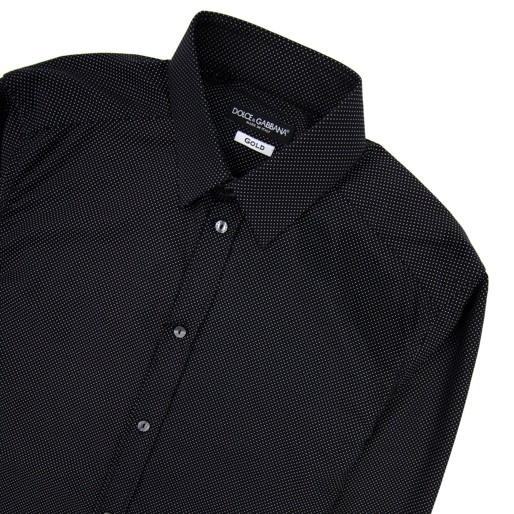 Dolce & Gabbana Gold Polka Dots Shirt Black