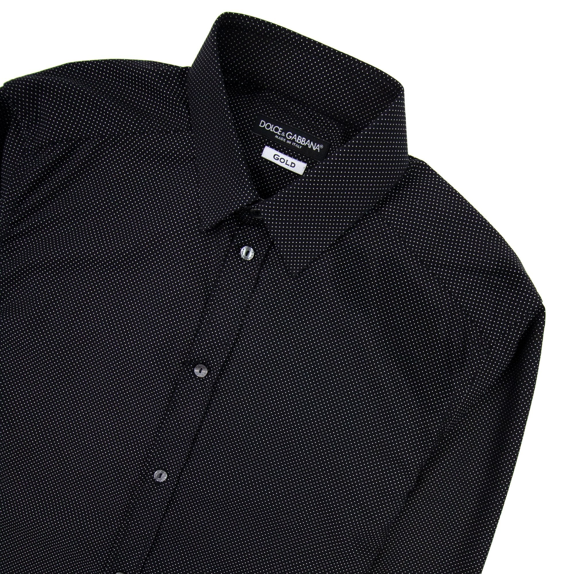 Dolce & Gabbana Gold Polka Dots Shirt Black