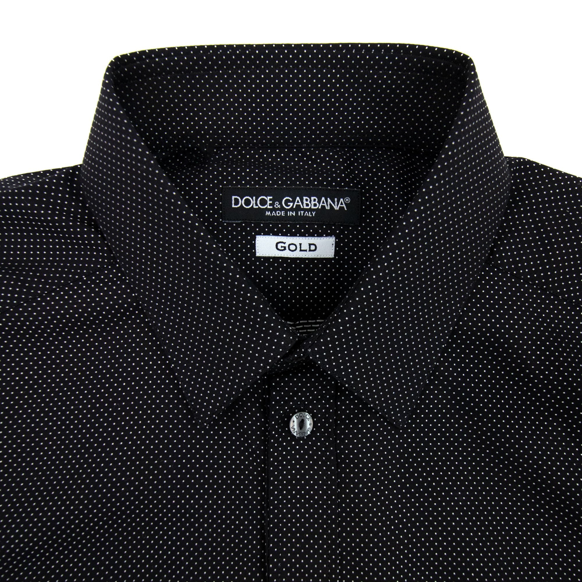 Dolce & Gabbana Gold Polka Dots Shirt Black