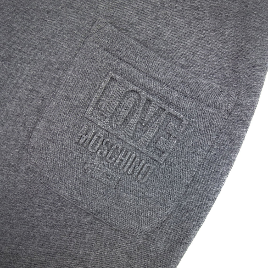 Love Moschino Back Pocket Embossed Logo Tracksuit Pants Dark Grey B922