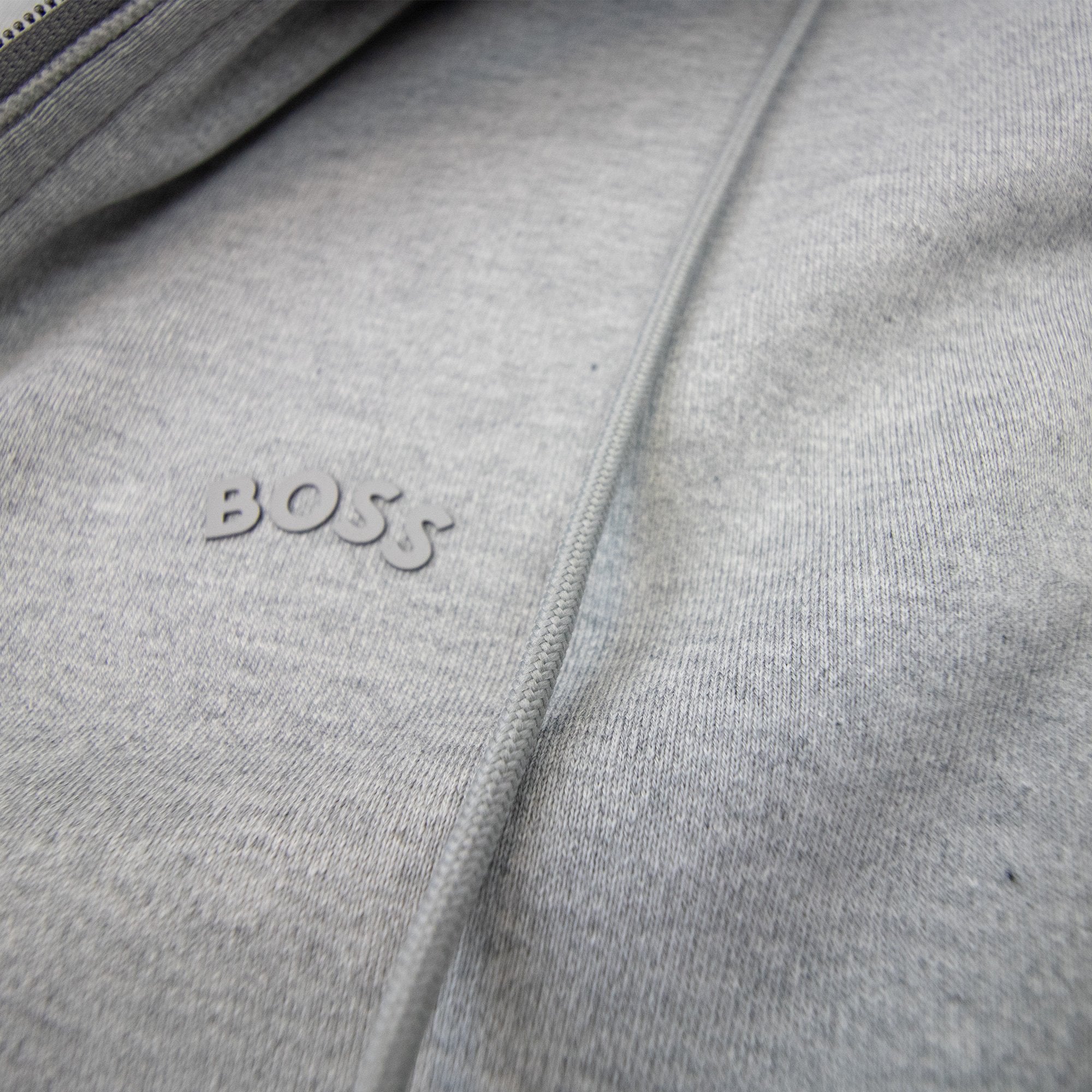 Hugo Boss Saggy Curved Logo Zip Up Hoody Gray 059