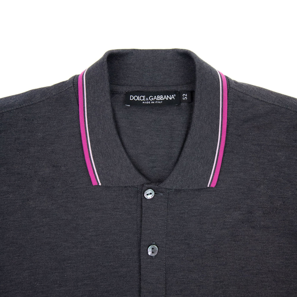 Dolce & Gabbana Twin Tipped Short Sleeve Polo Dark Grey