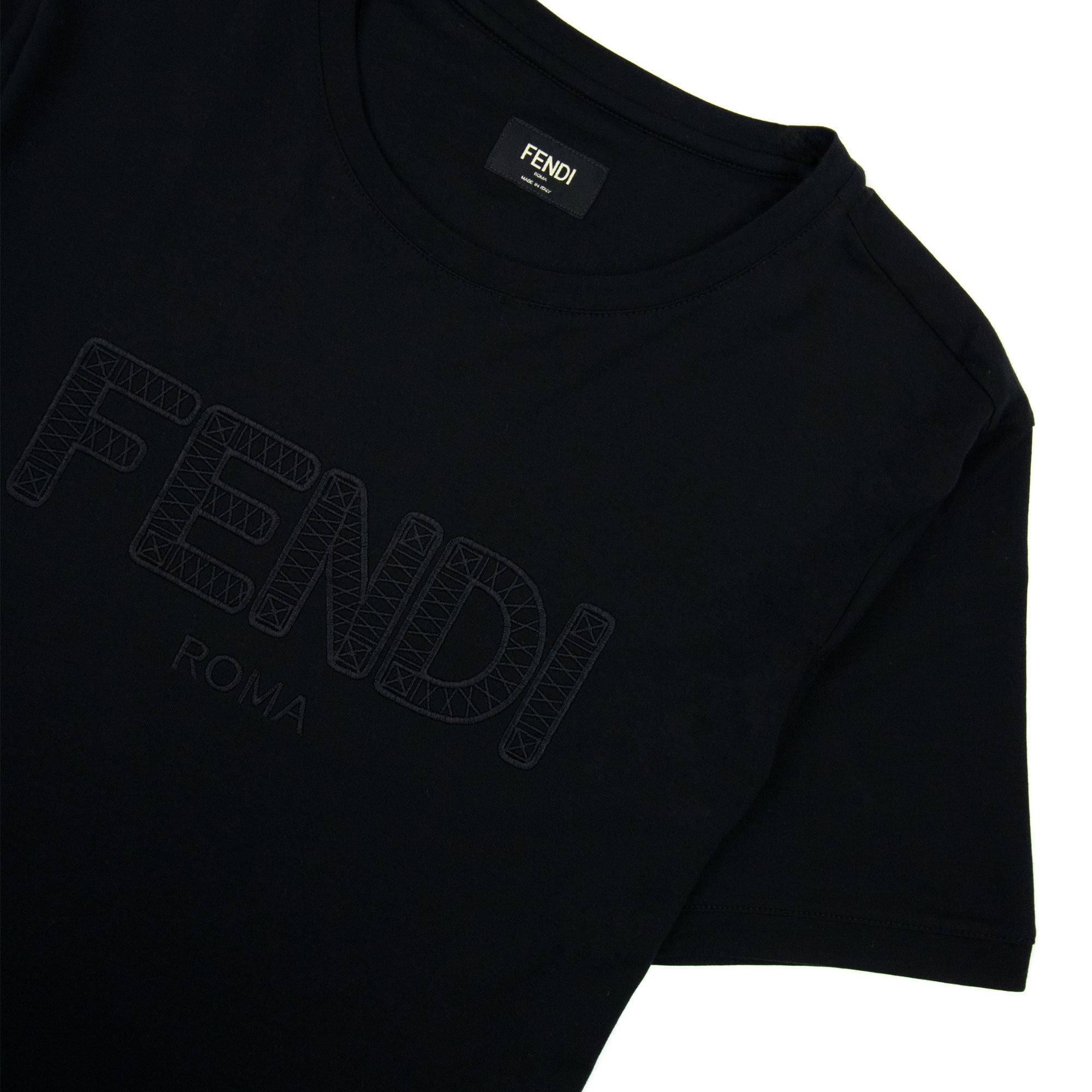 Fendi Roma Logo Tee Black