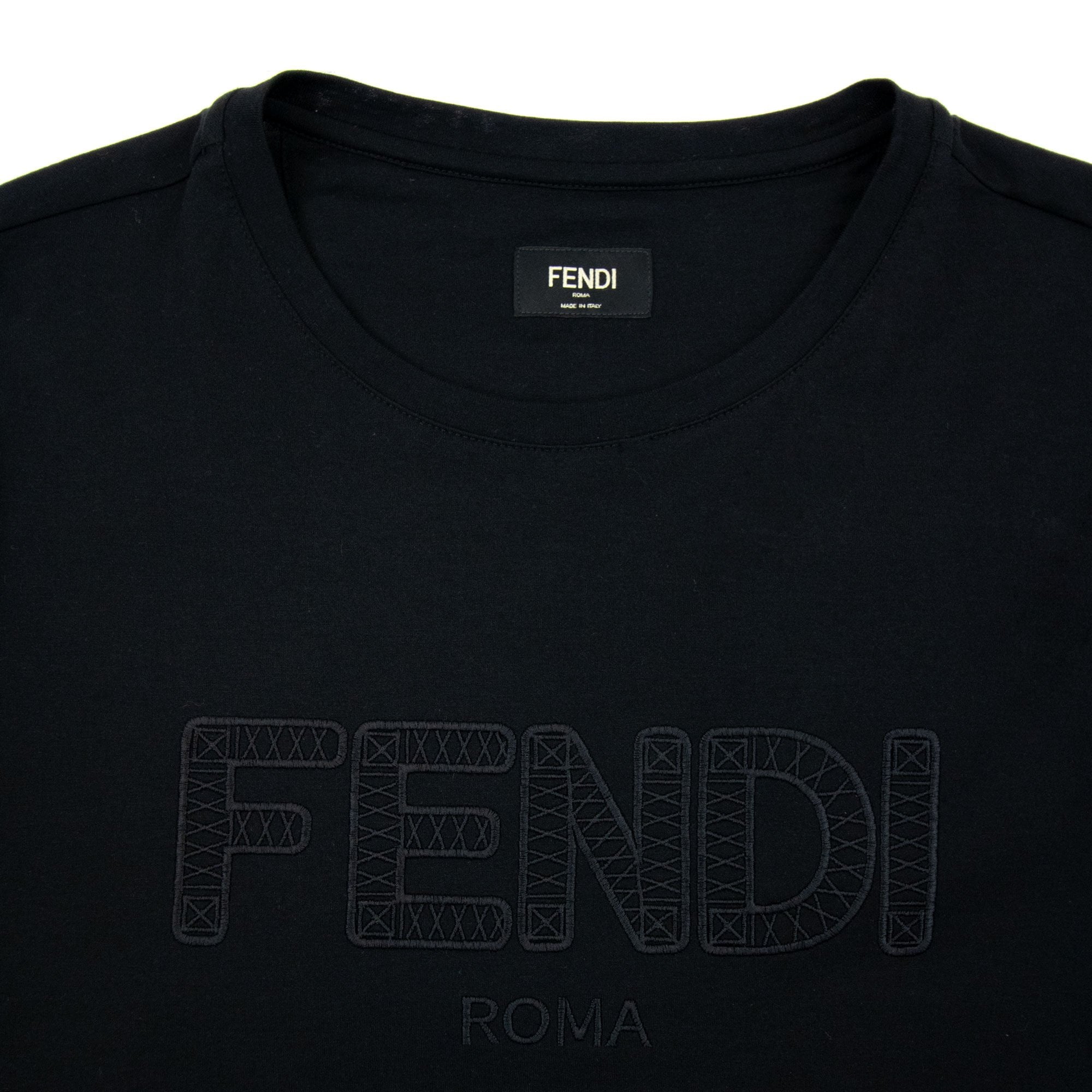 Fendi Roma Logo Tee Black