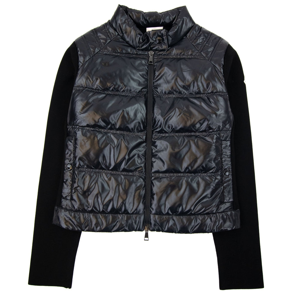 Moncler Women High Neck Shell Knit Cardigan Black 999