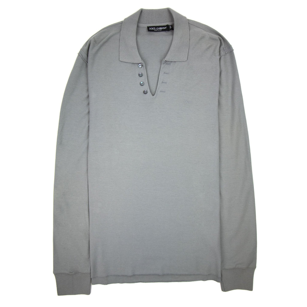 Dolce & Gabbana Open Neck Polo Shirt Grey