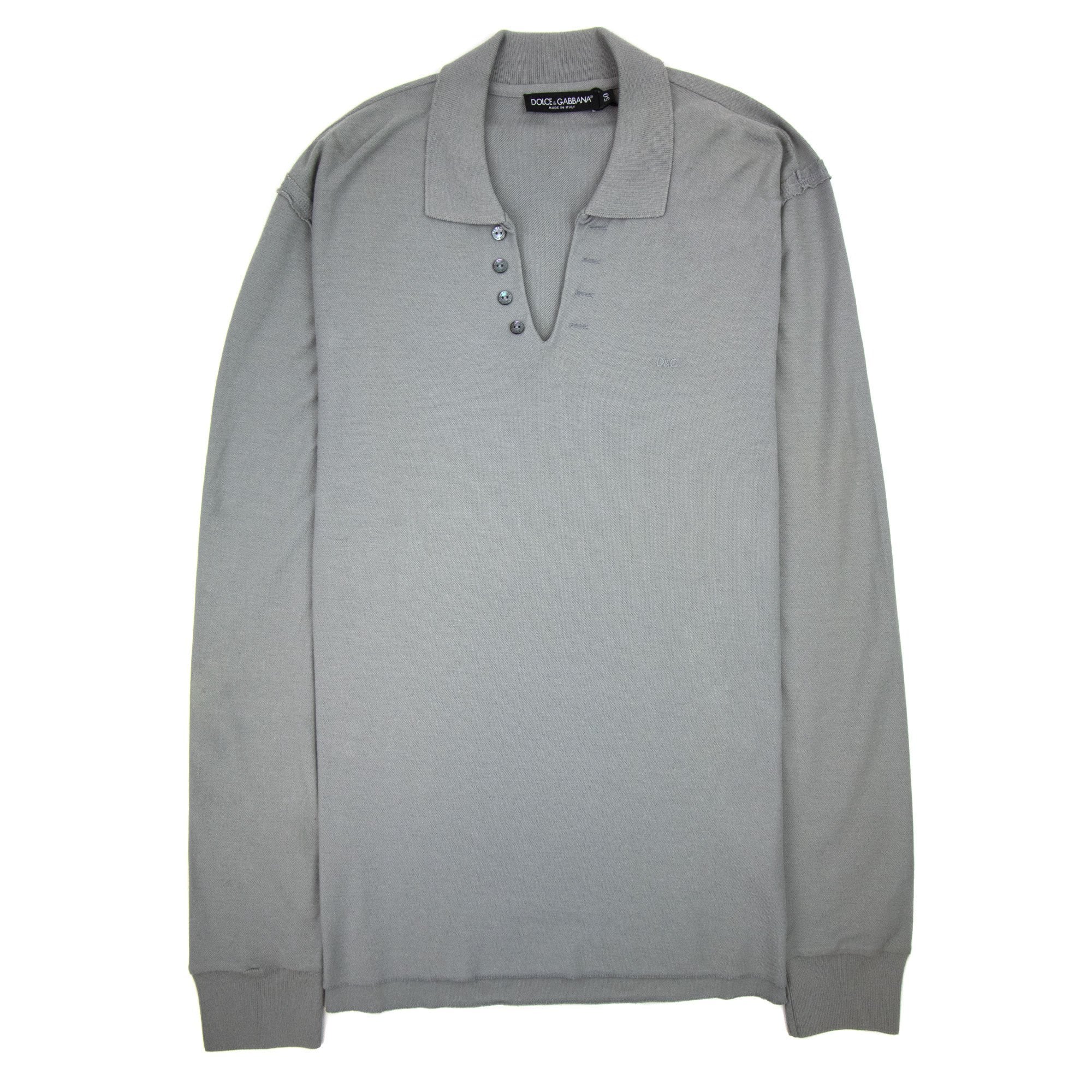 Dolce & Gabbana Open Neck Polo Shirt Grey