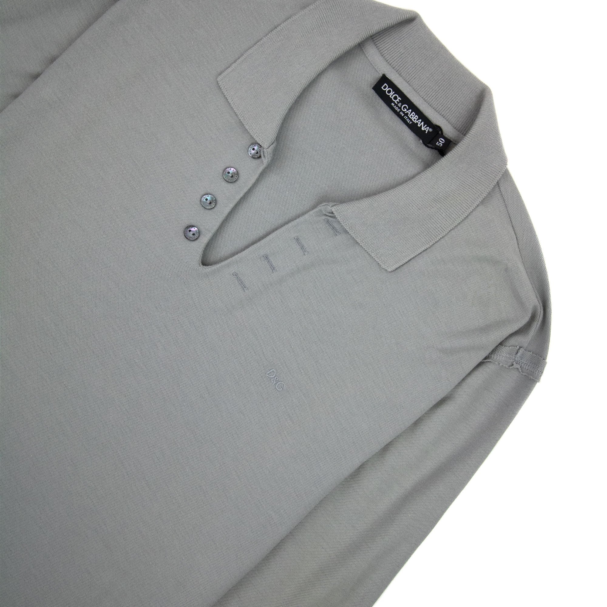 Dolce & Gabbana Open Neck Polo Shirt Grey