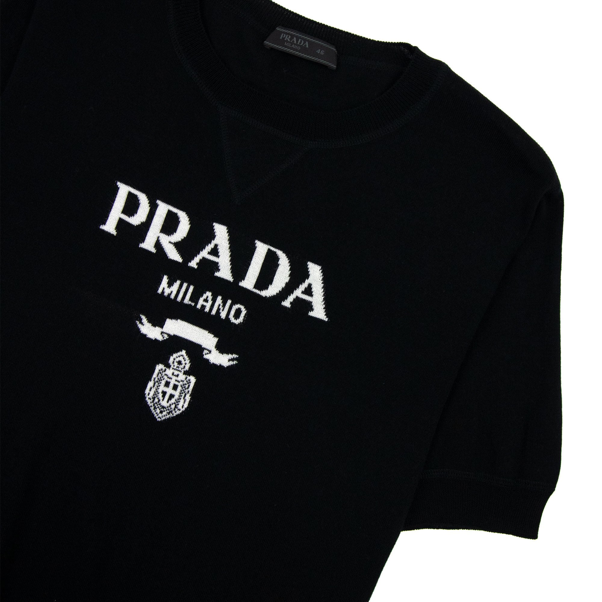 Prada Wool And Cashmere Crew T-shirt Black | ONU – Onu