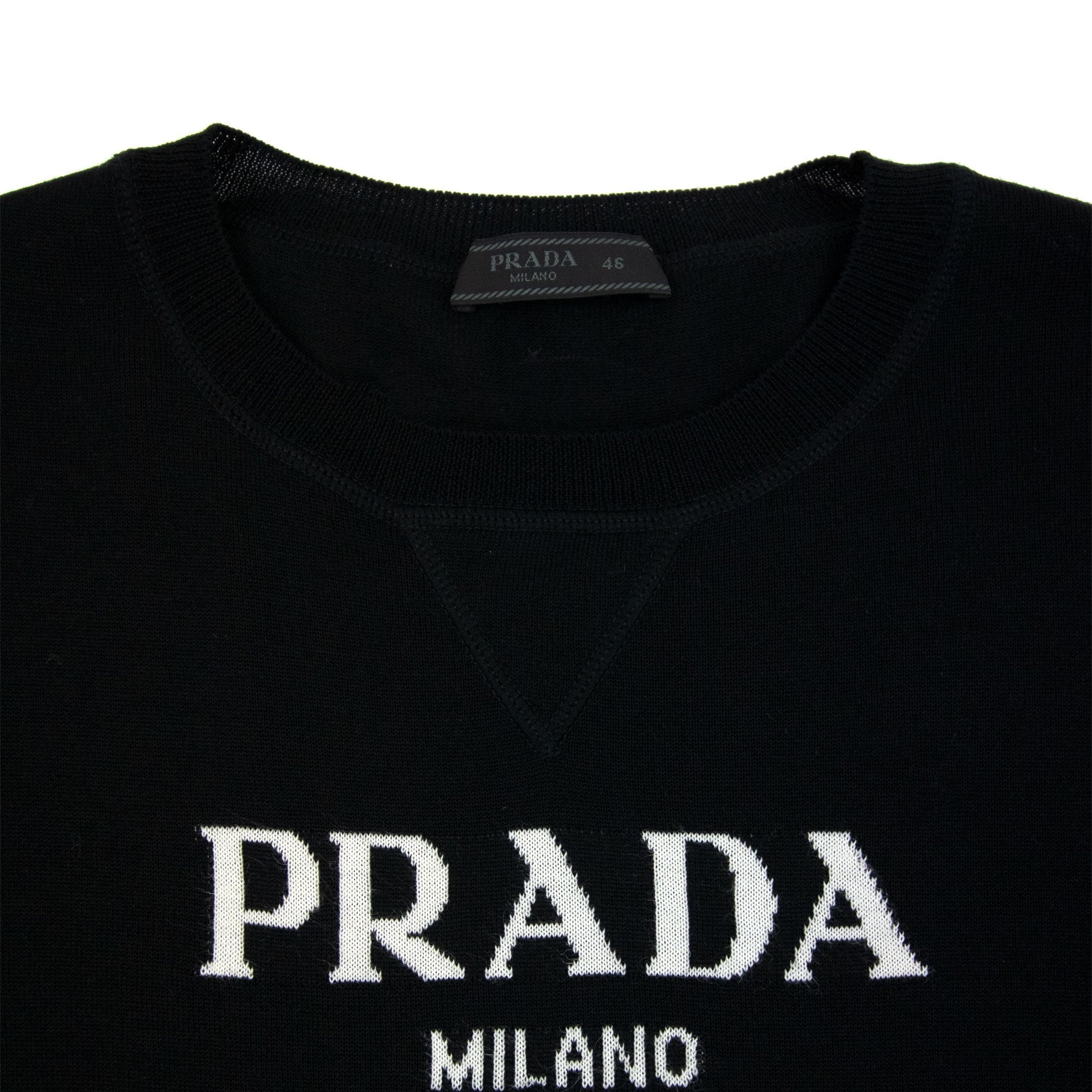 トップス 90s prada cashmere knit (46) black Prada Wool And Cashmere Crew T-shirt Black | ONU – Onu