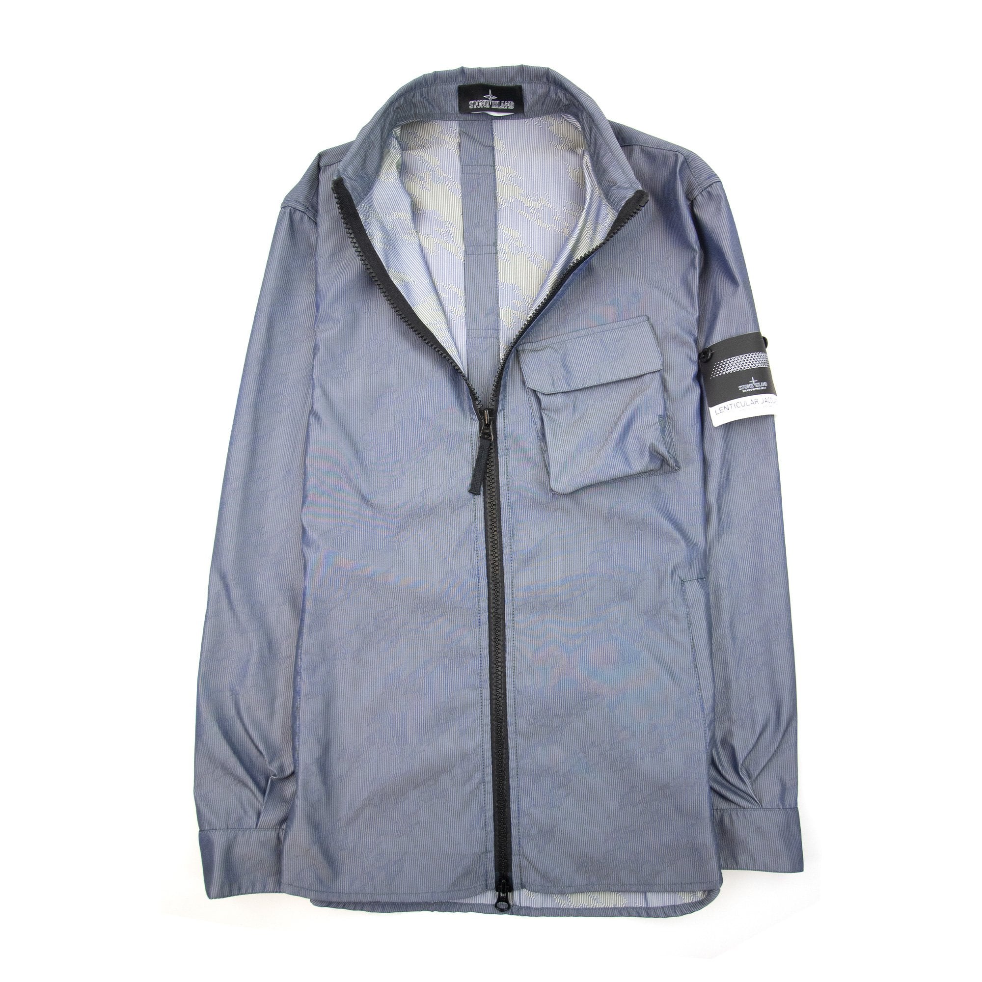 Stone Island Shadow Project Lenticular Zip-up Overshirt Jacket Blue V0022