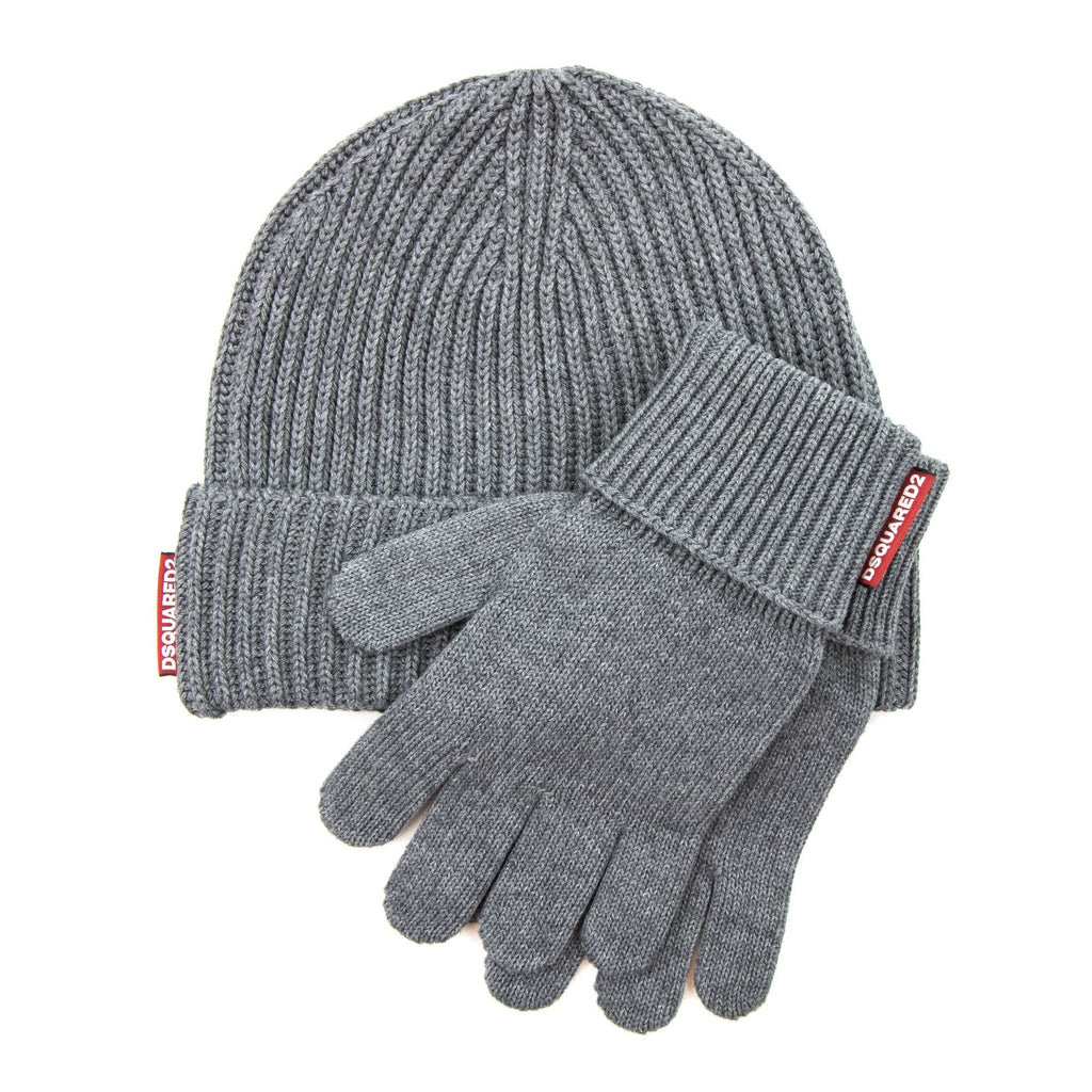 Dsquared2 Warmy Hat & Gloves Knit Set Grey