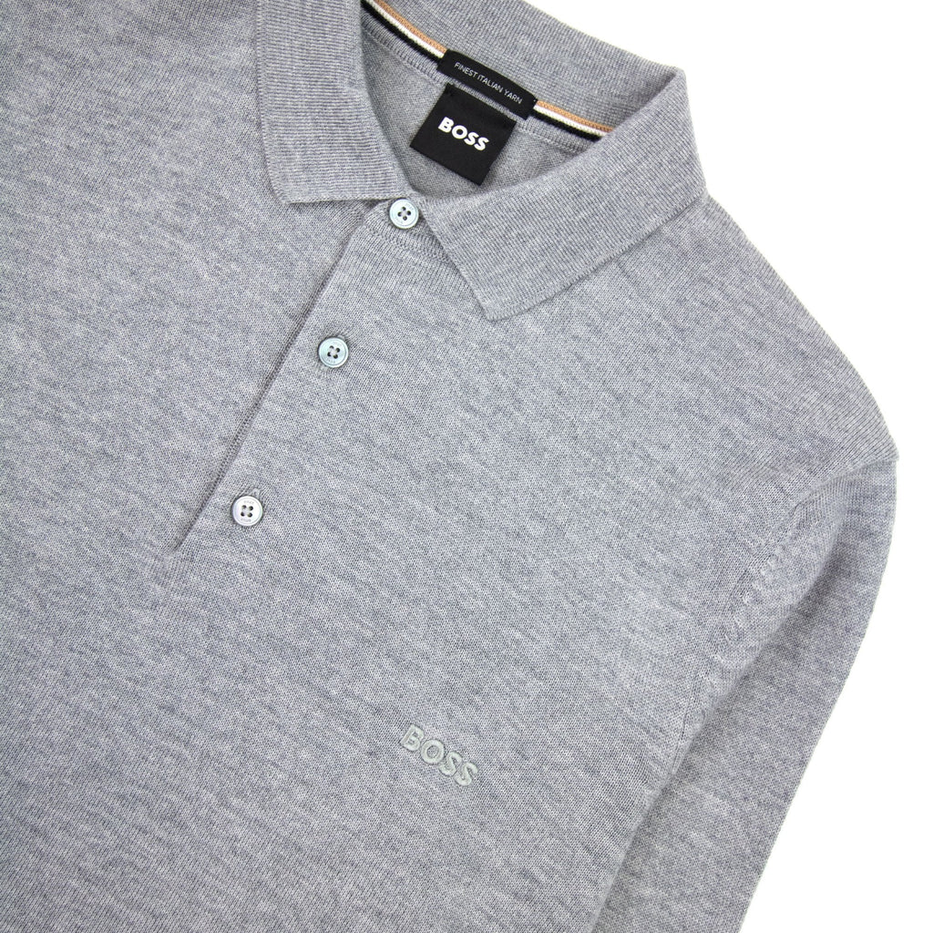 Hugo Boss Bono-l Embroidered Logo Knitted Polo Grey 041