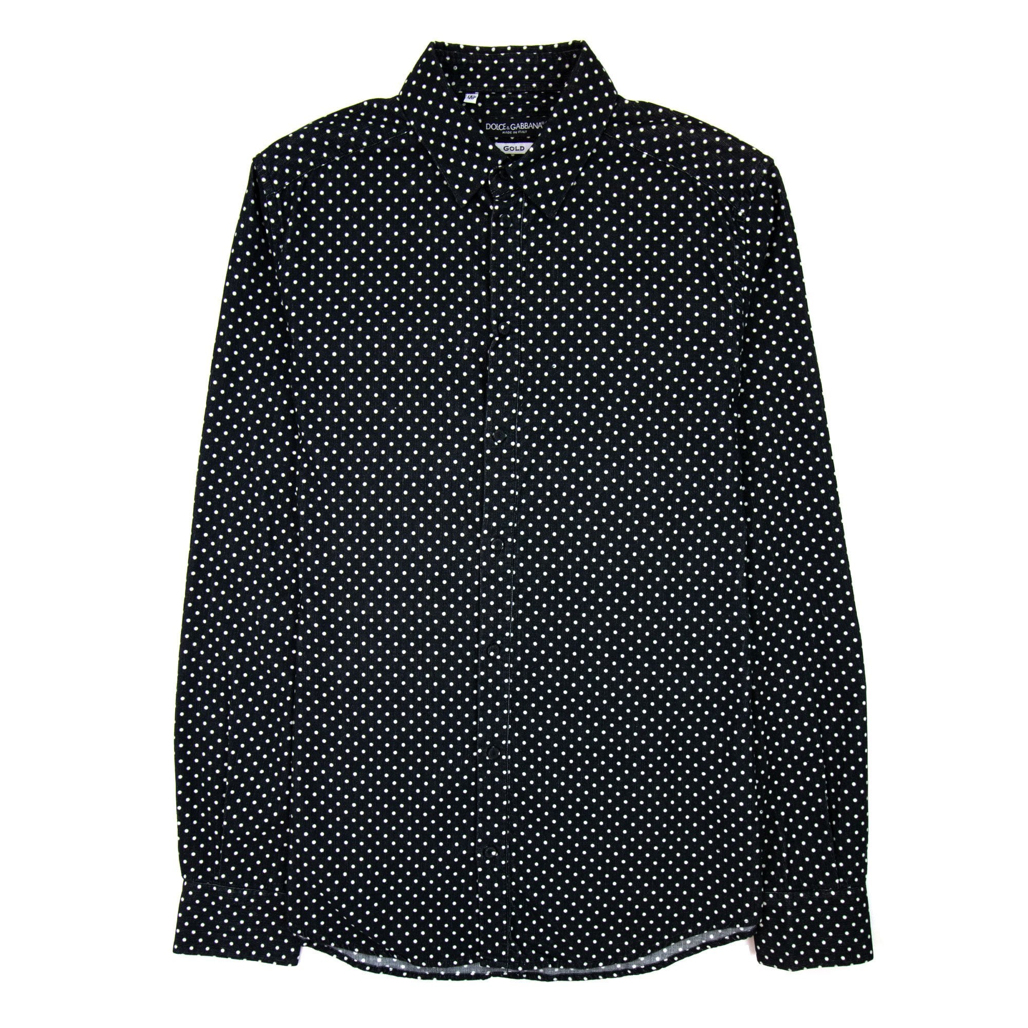Dolce & Gabbana Polka Dots Gold L/s Cotton Shirt Black/white