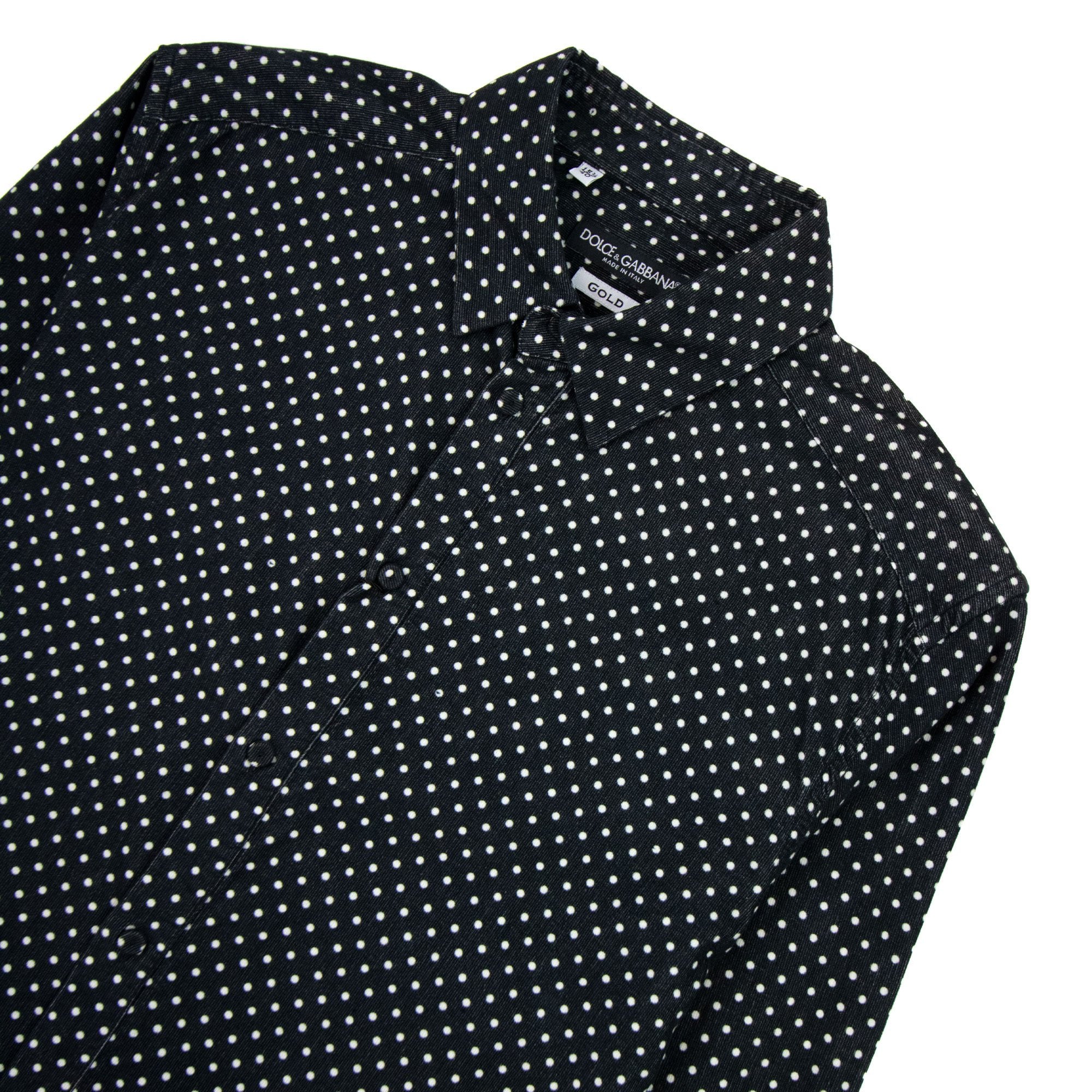 Dolce & Gabbana Polka Dots Gold L/s Cotton Shirt Black/white