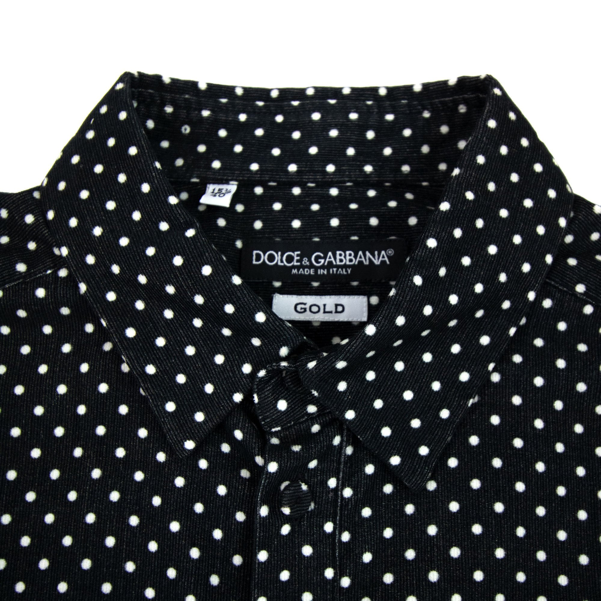 Dolce & Gabbana Polka Dots Gold L/s Cotton Shirt Black/white