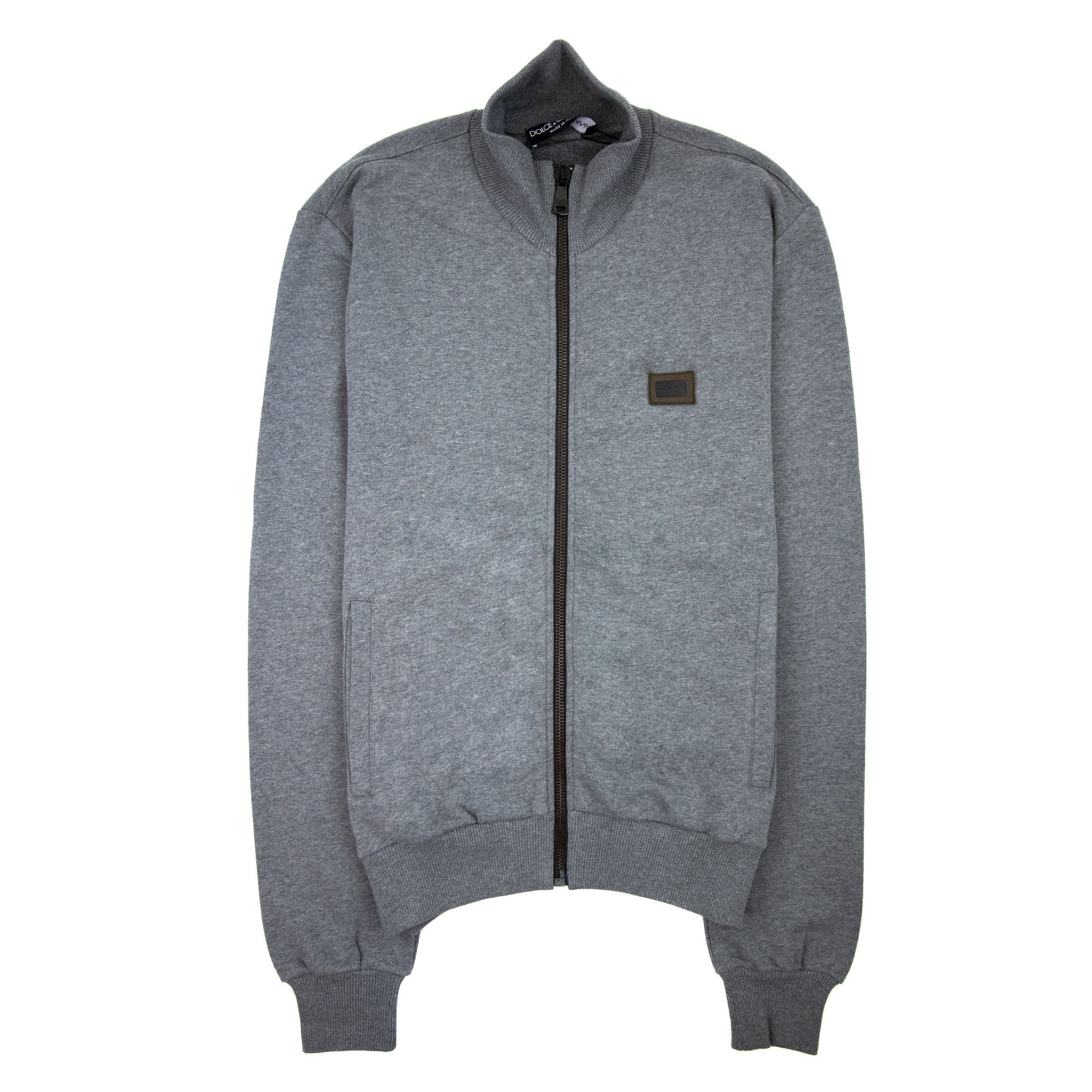 Dolce & Gabbana Metal Logo Zip Up Funnel Neck Grey