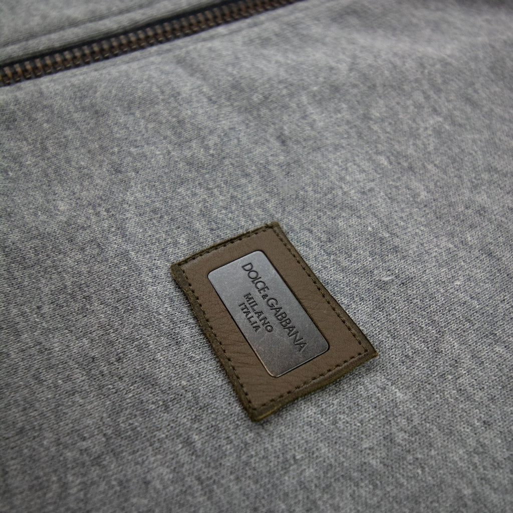 Dolce & Gabbana Metal Logo Zip Up Funnel Neck Grey