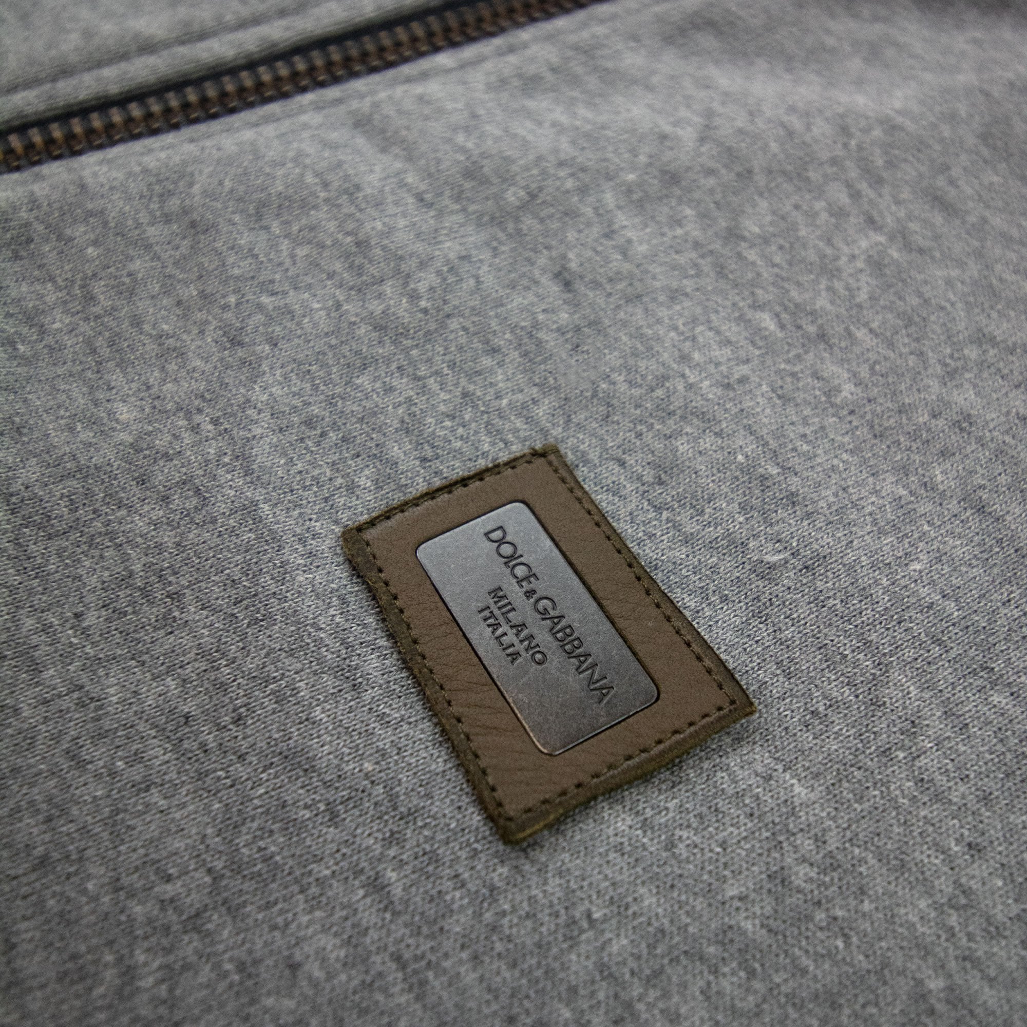 Dolce & Gabbana Metal Logo Zip Up Funnel Neck Grey