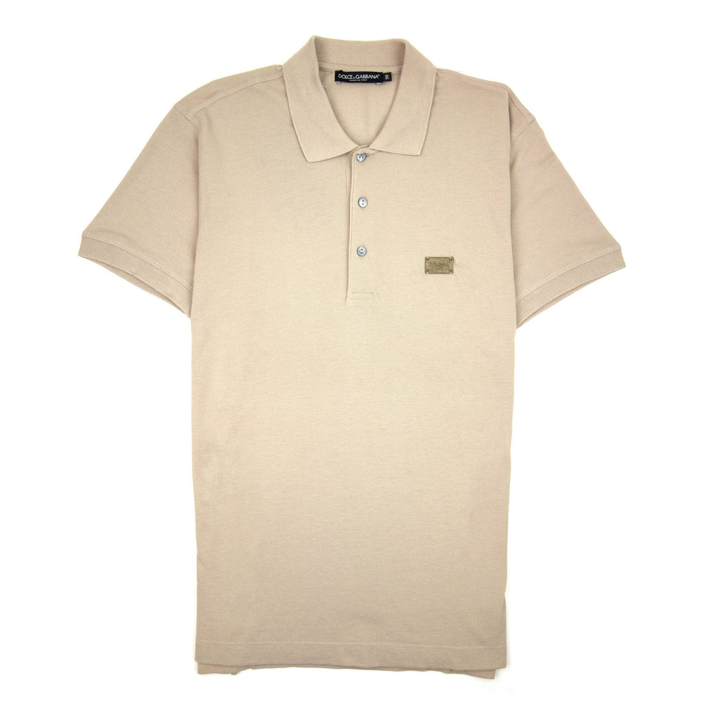 Dolce & Gabbana Metal Logo Short Sleeve Polo Camel