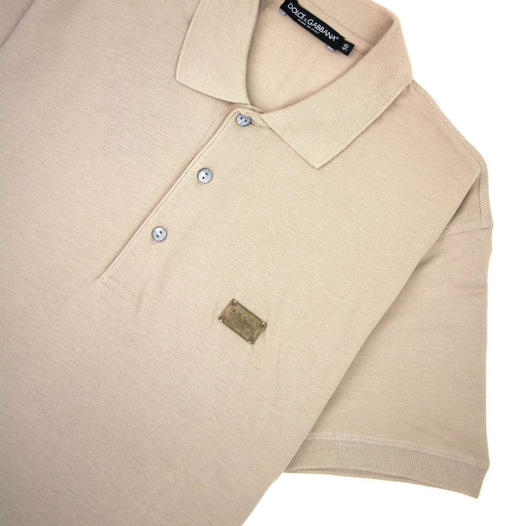 Dolce & Gabbana Metal Logo Short Sleeve Polo Camel