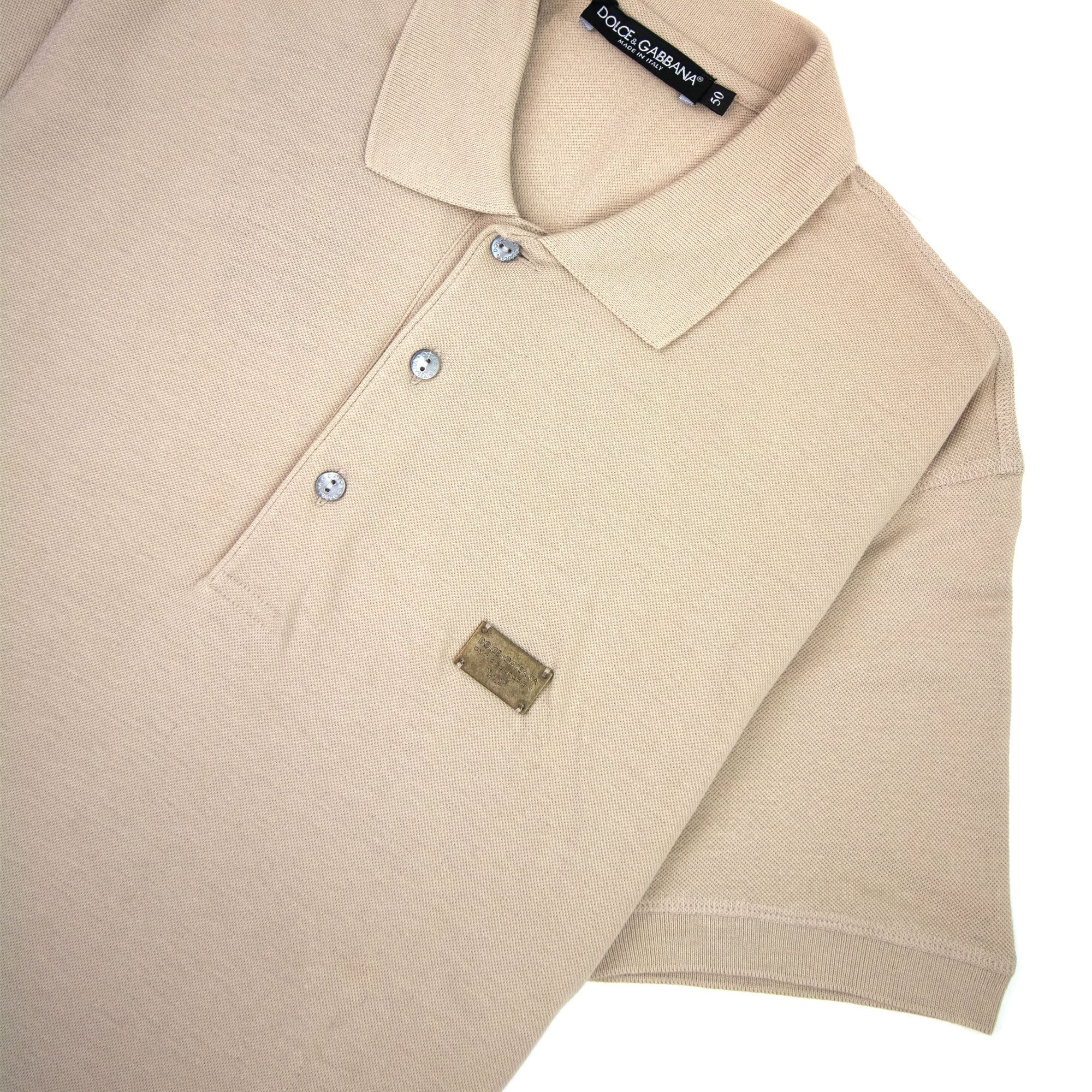 Dolce & Gabbana Metal Logo Short Sleeve Polo Camel