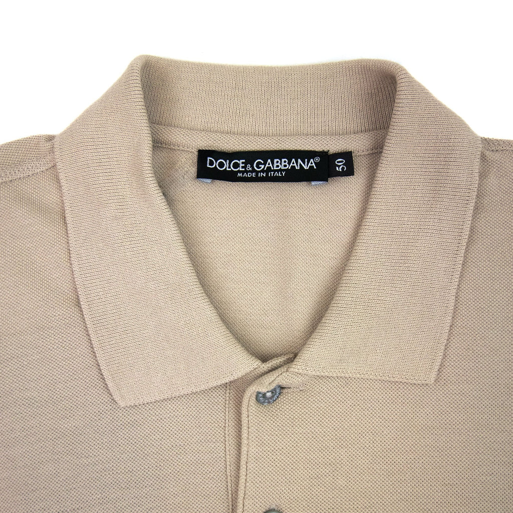Dolce & Gabbana Metal Logo Short Sleeve Polo Camel