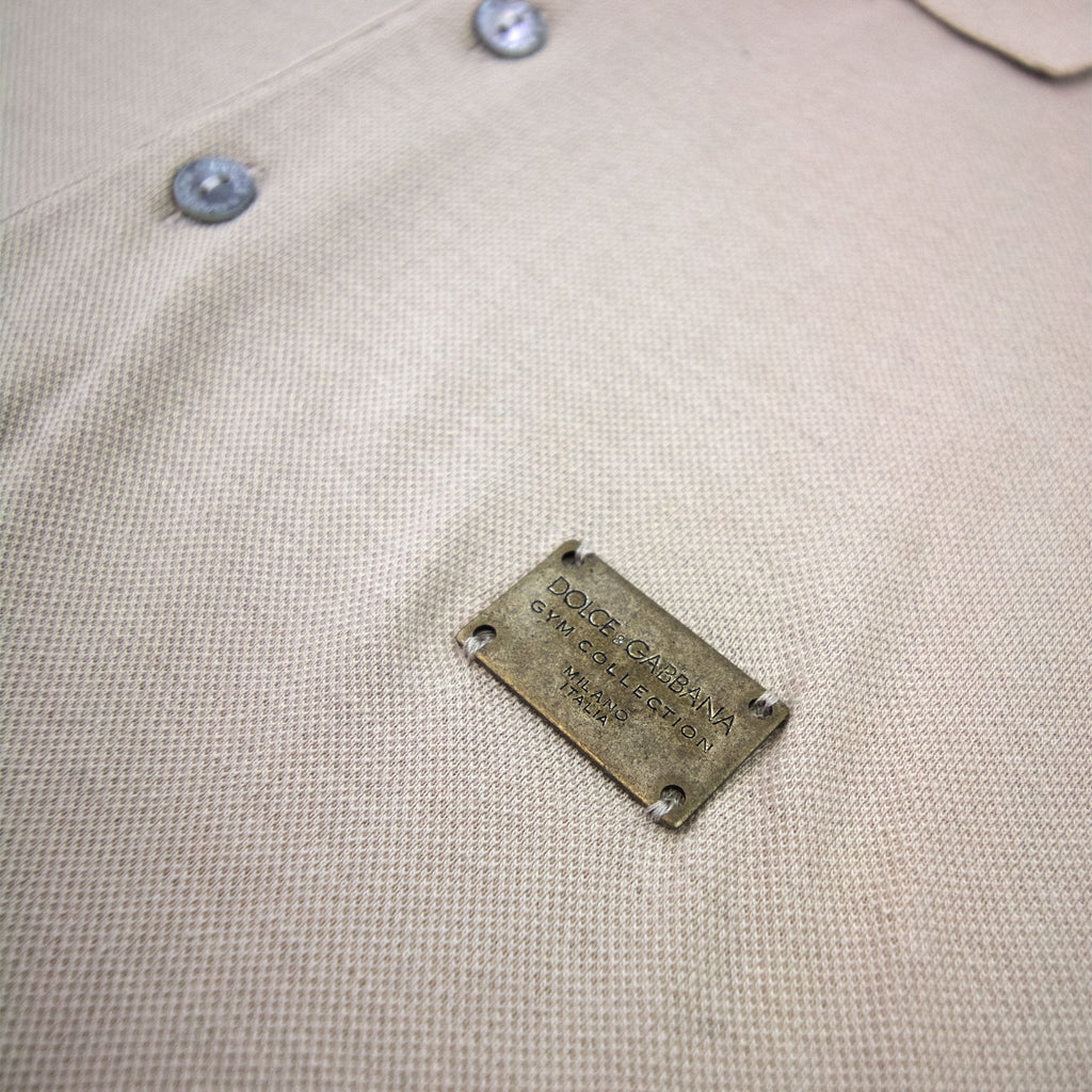Dolce & Gabbana Metal Logo Short Sleeve Polo Camel