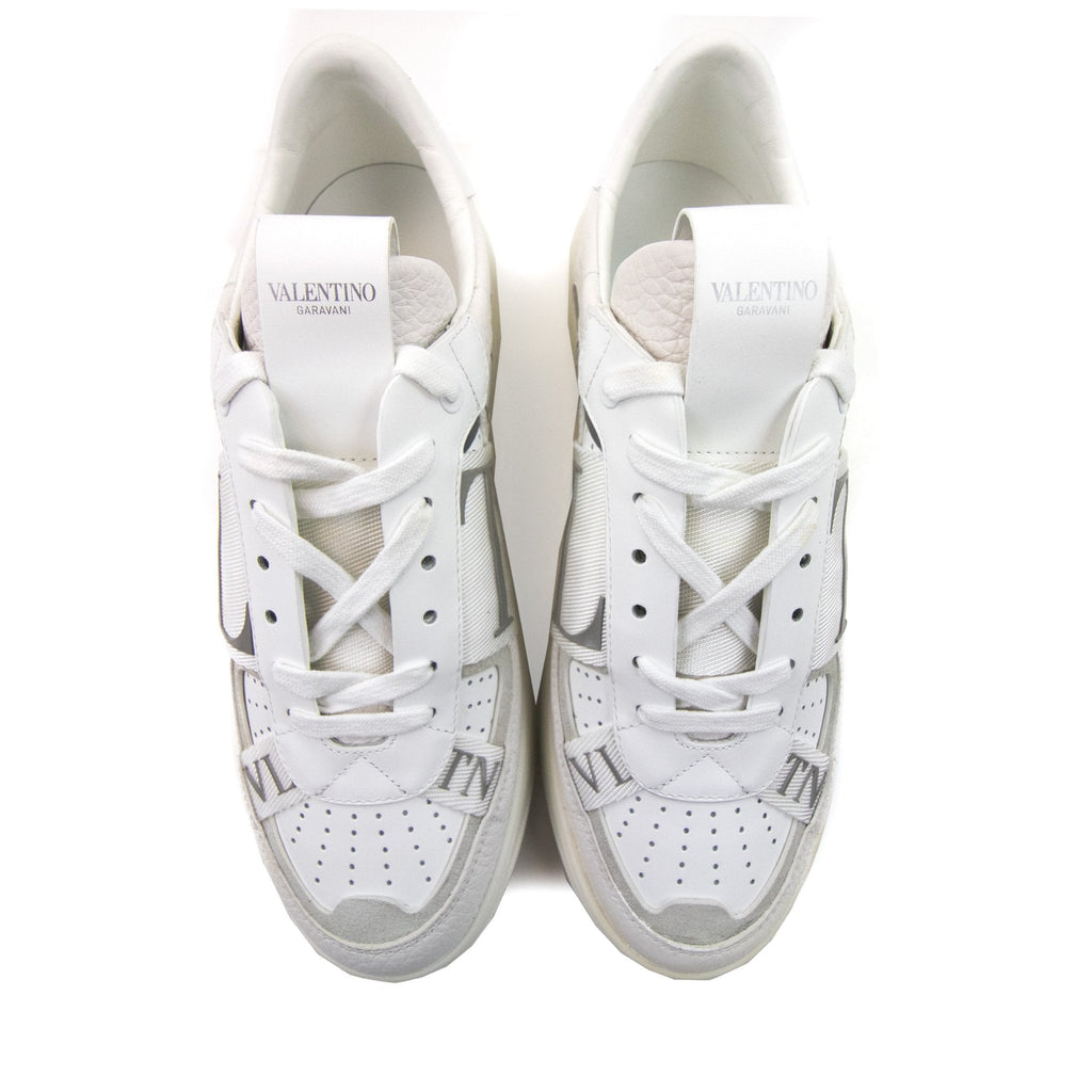 Valentino Vl7n Logo Embellished Leather Trainers Bianco/grey 22e