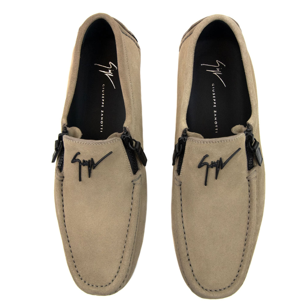 Giuseppe Zanotti Kent Signature Suede Loafers Camel