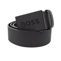 Hugo Boss Plaque-buckle Belt In Italian Leather Black