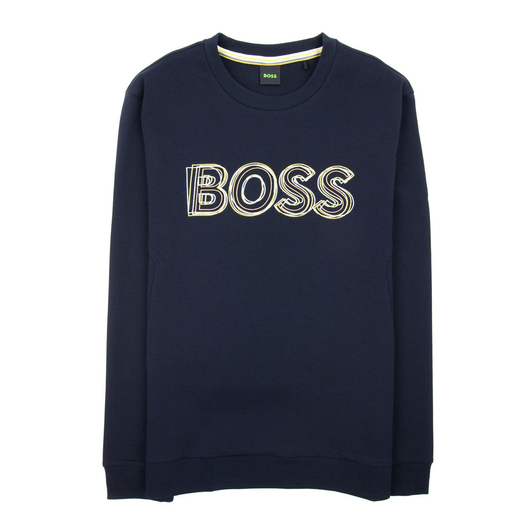 Hugo Boss Salbo 1 Embroidered Layered Logo Sweatshirt Dark Navy 402