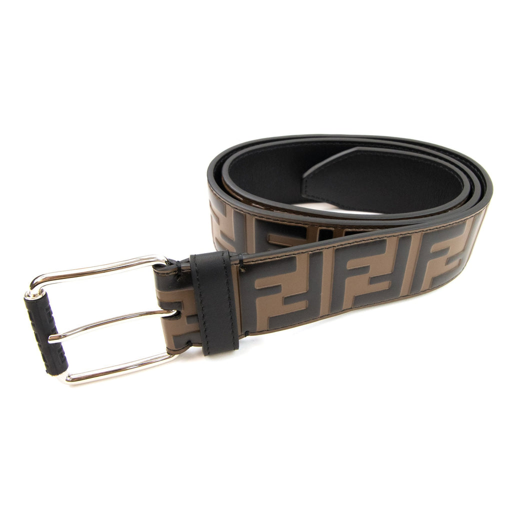 Fendi Ff Full Logo Belt Black/brown