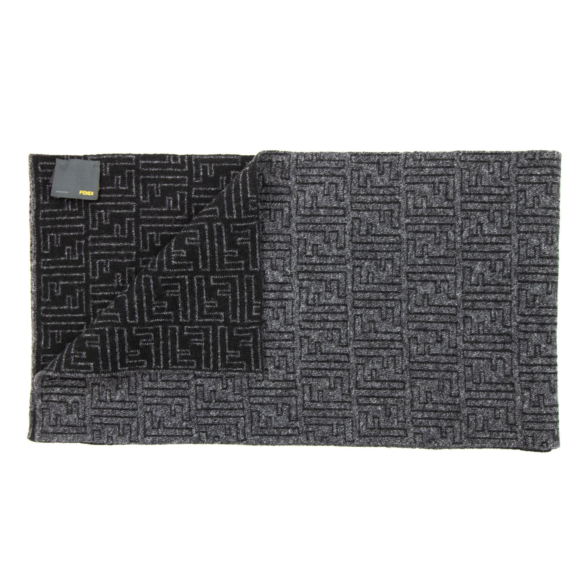 Fendi Ff Logo Zucca Fil Scarf Black/dark Grey