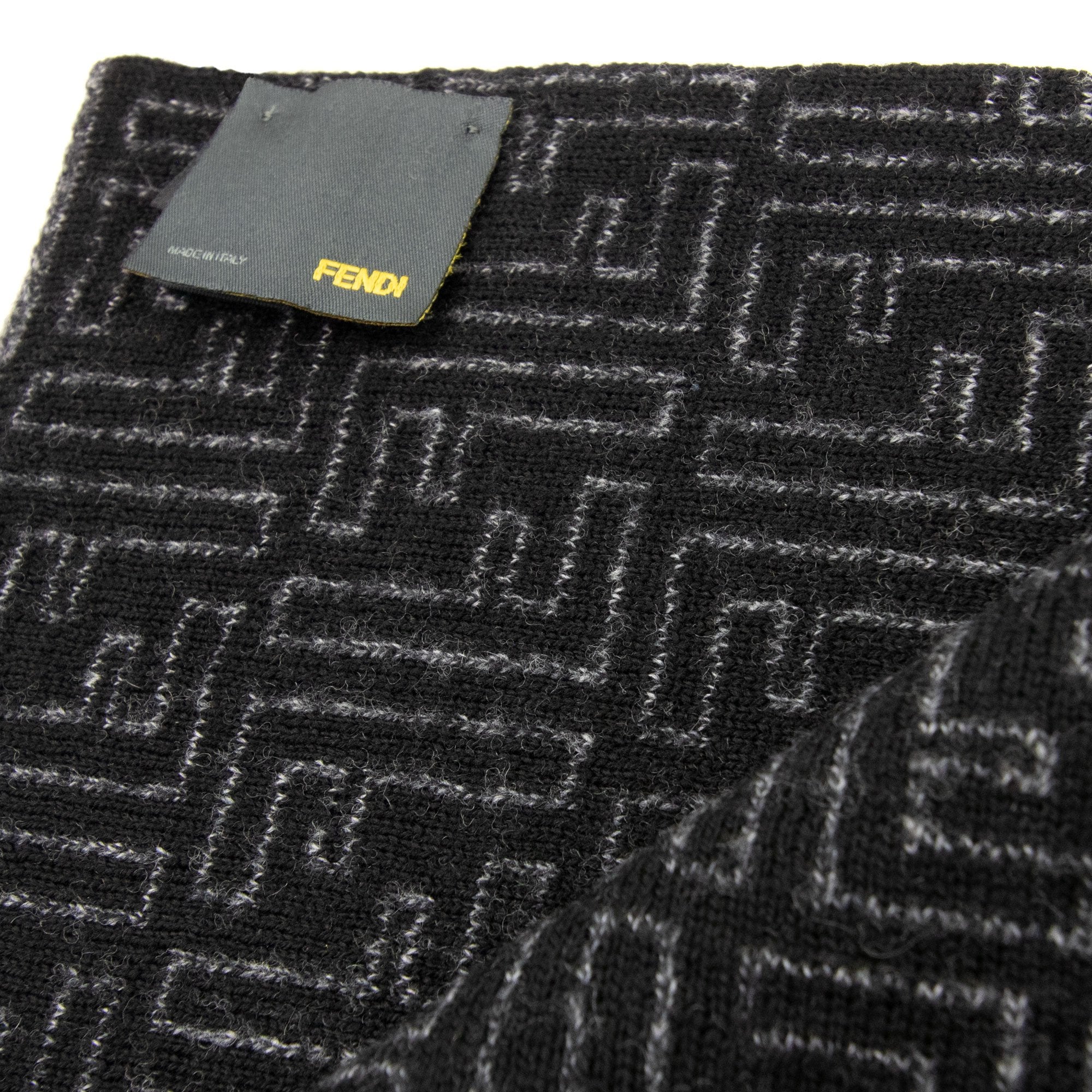 Fendi Ff Logo Zucca Fil Scarf Black/dark Grey