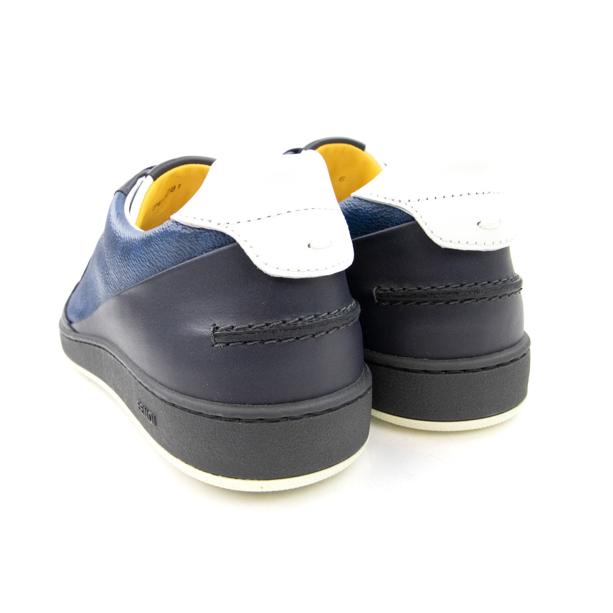 Fendi Ff Logo Leather Trainers Blue Black