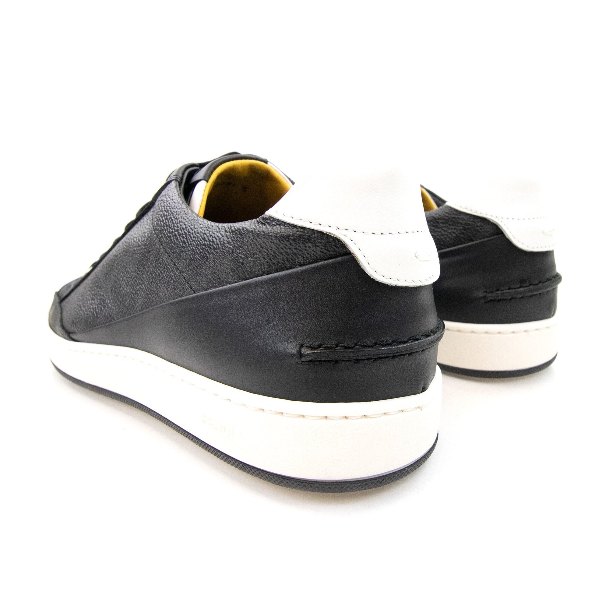 Fendi Ff Logo Leather Trainers Black/white
