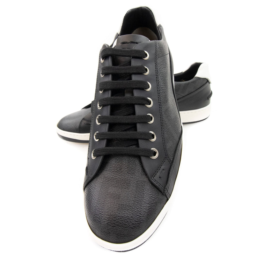 Fendi Ff Logo Leather Trainers Black/white