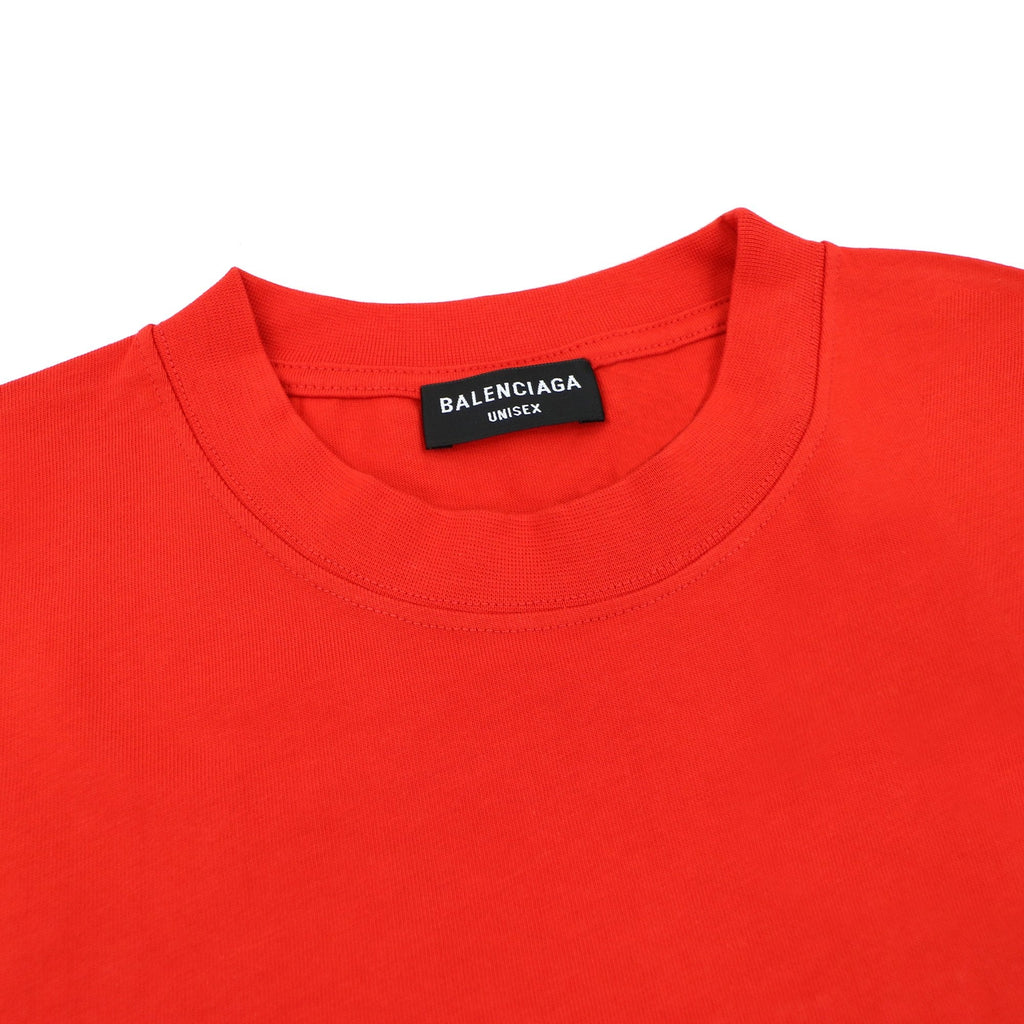 Balenciaga Logo Crewneck T Shirt Red/white