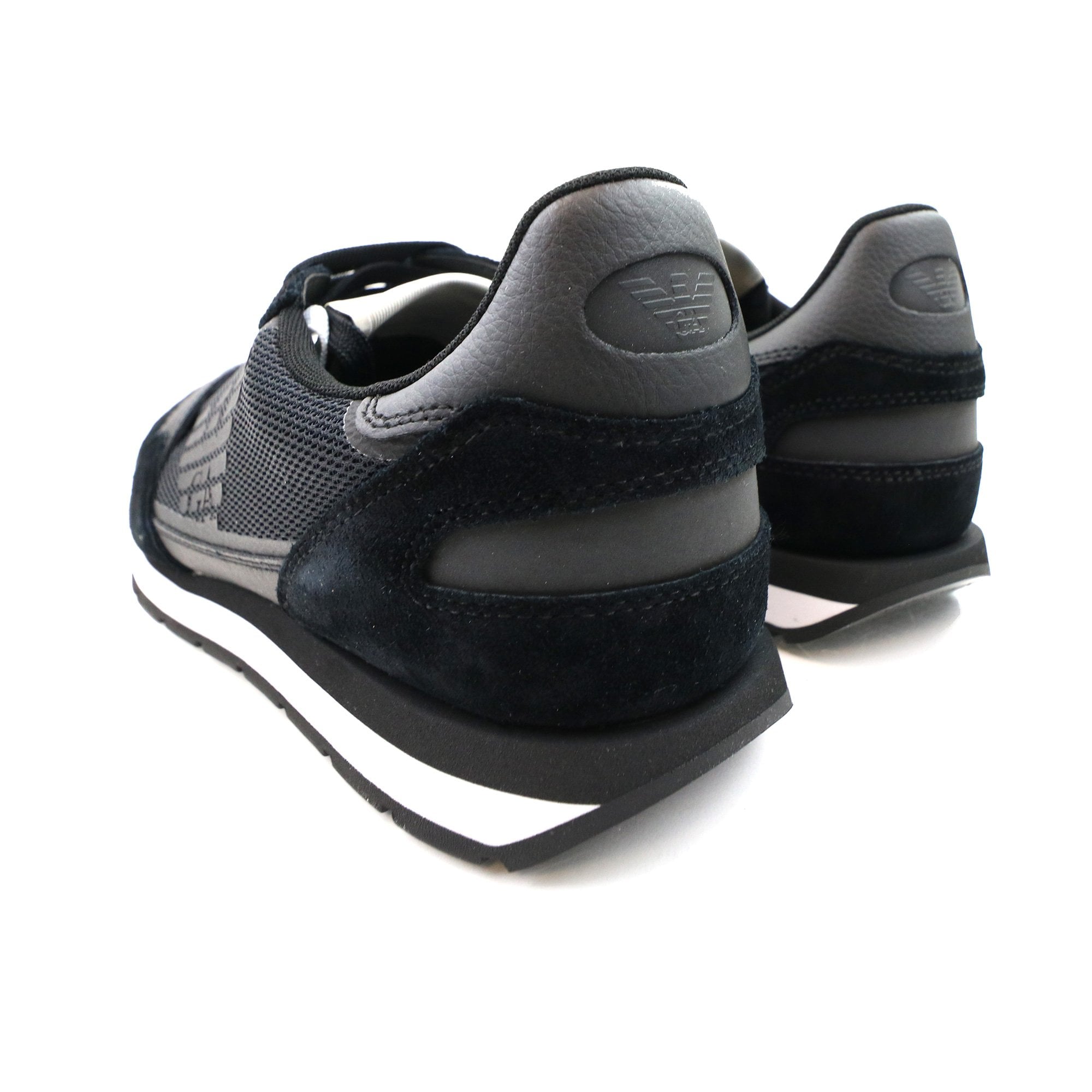 Emporio Armani Suede Sneakers With Contrasting Inserts And Oversi Black/black