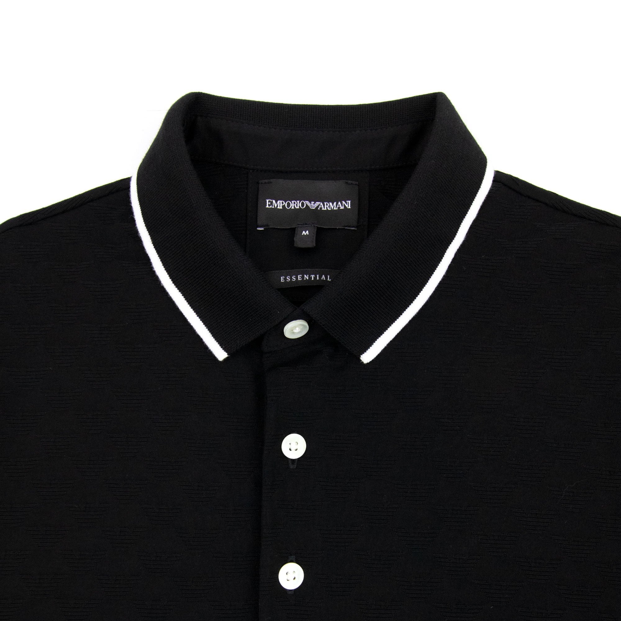 Emporio Armani All Over Jacquard Eagle Logo Polo Black 999