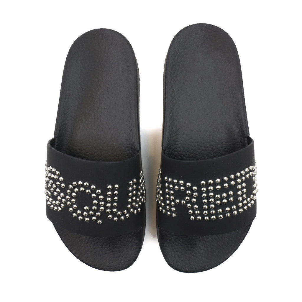 Dsquared2 Dsq2 Stud Logo Leather Sliders Black