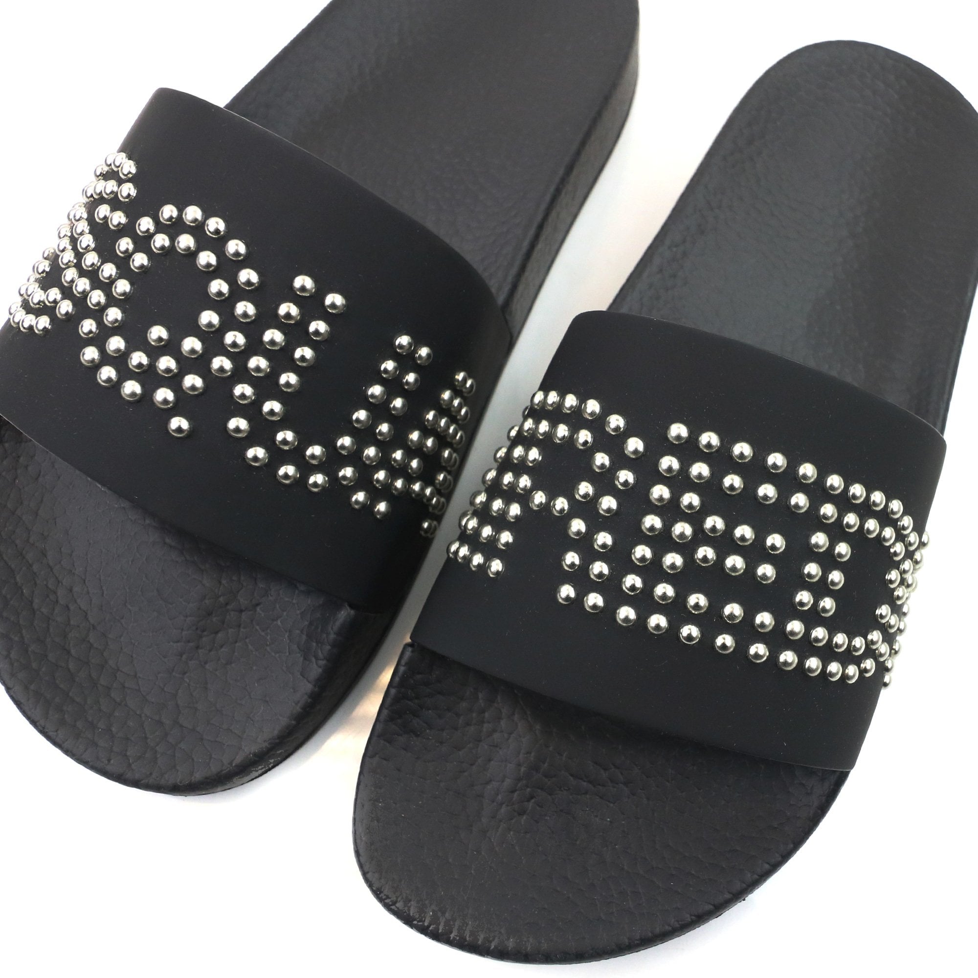 Dsquared2 Dsq2 Stud Logo Leather Sliders Black
