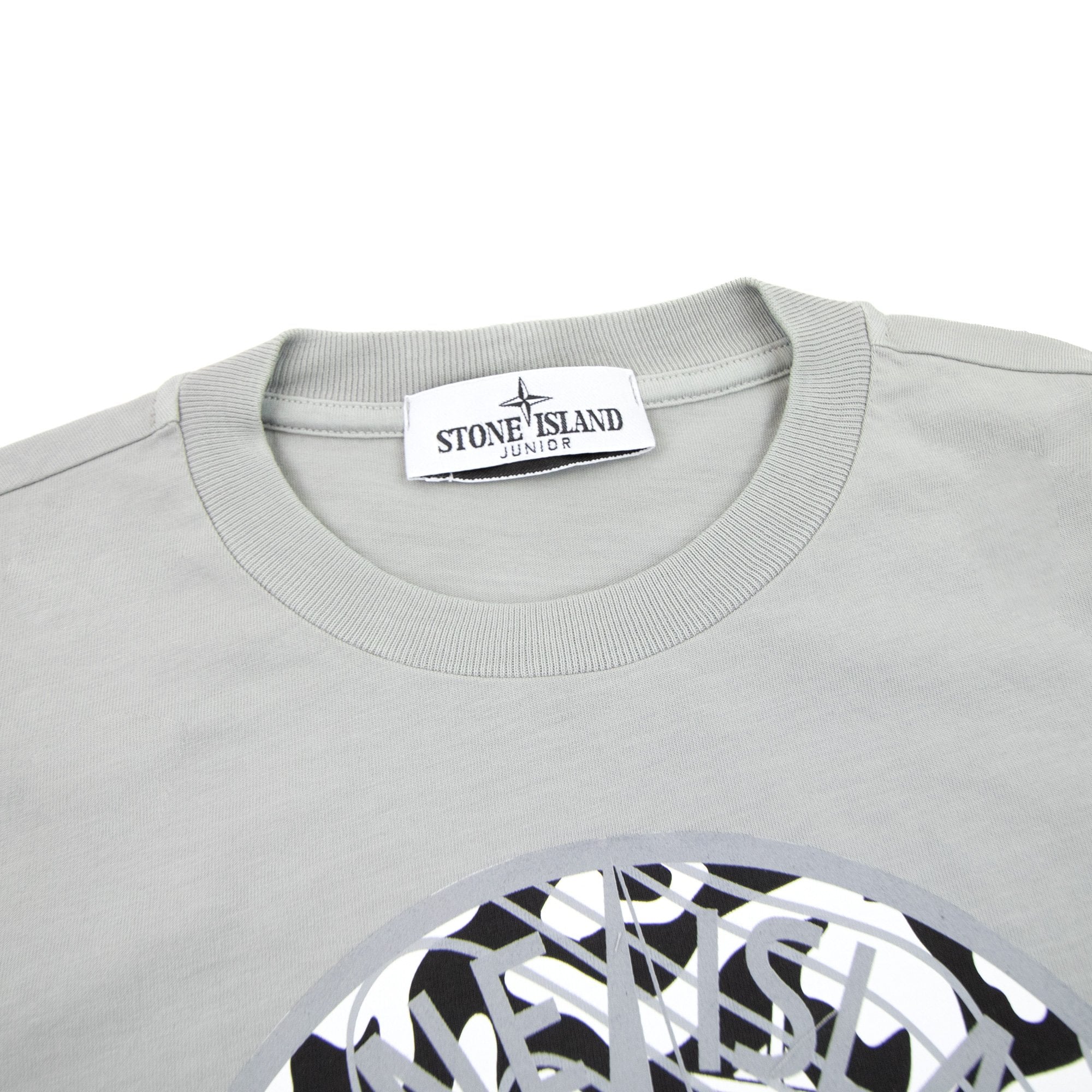Stone Island Junior 21071 Camo Reflective Logo T Shirt Grey V0064
