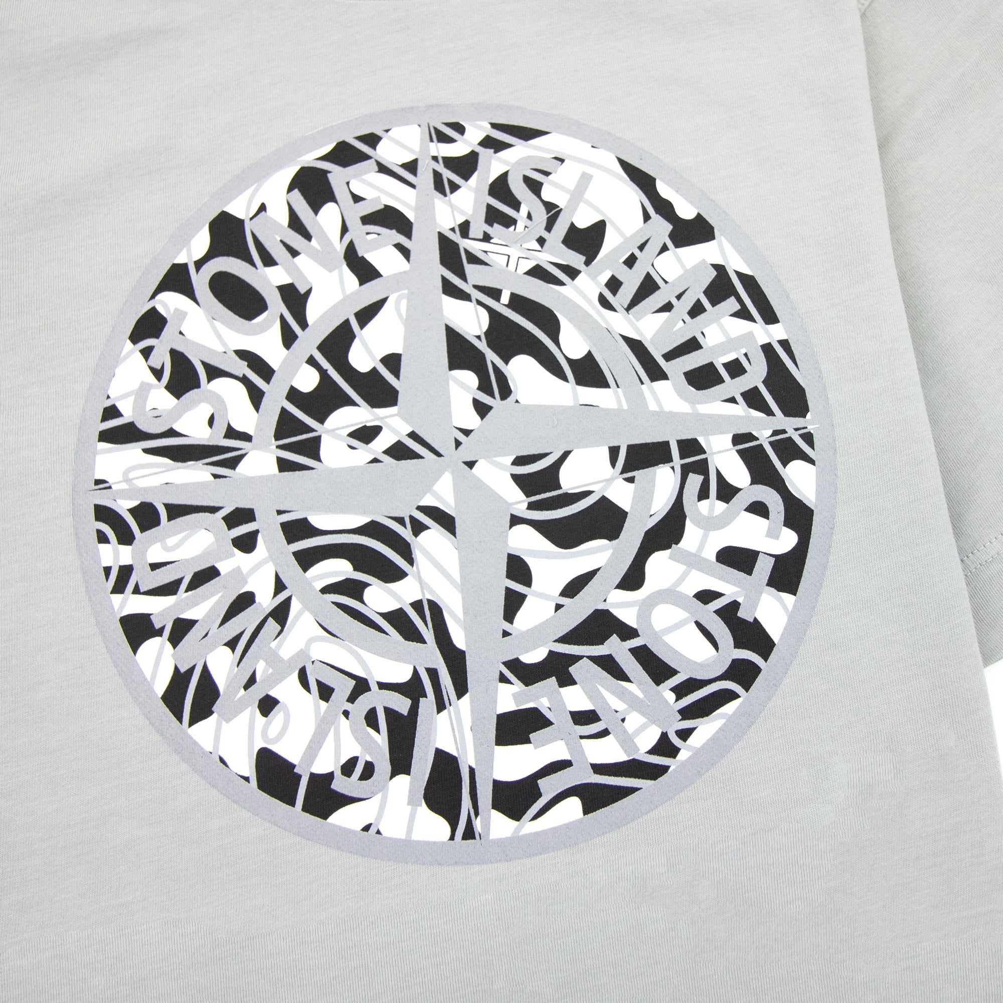 Stone Island Junior 21071 Camo Reflective Logo T Shirt Grey V0064