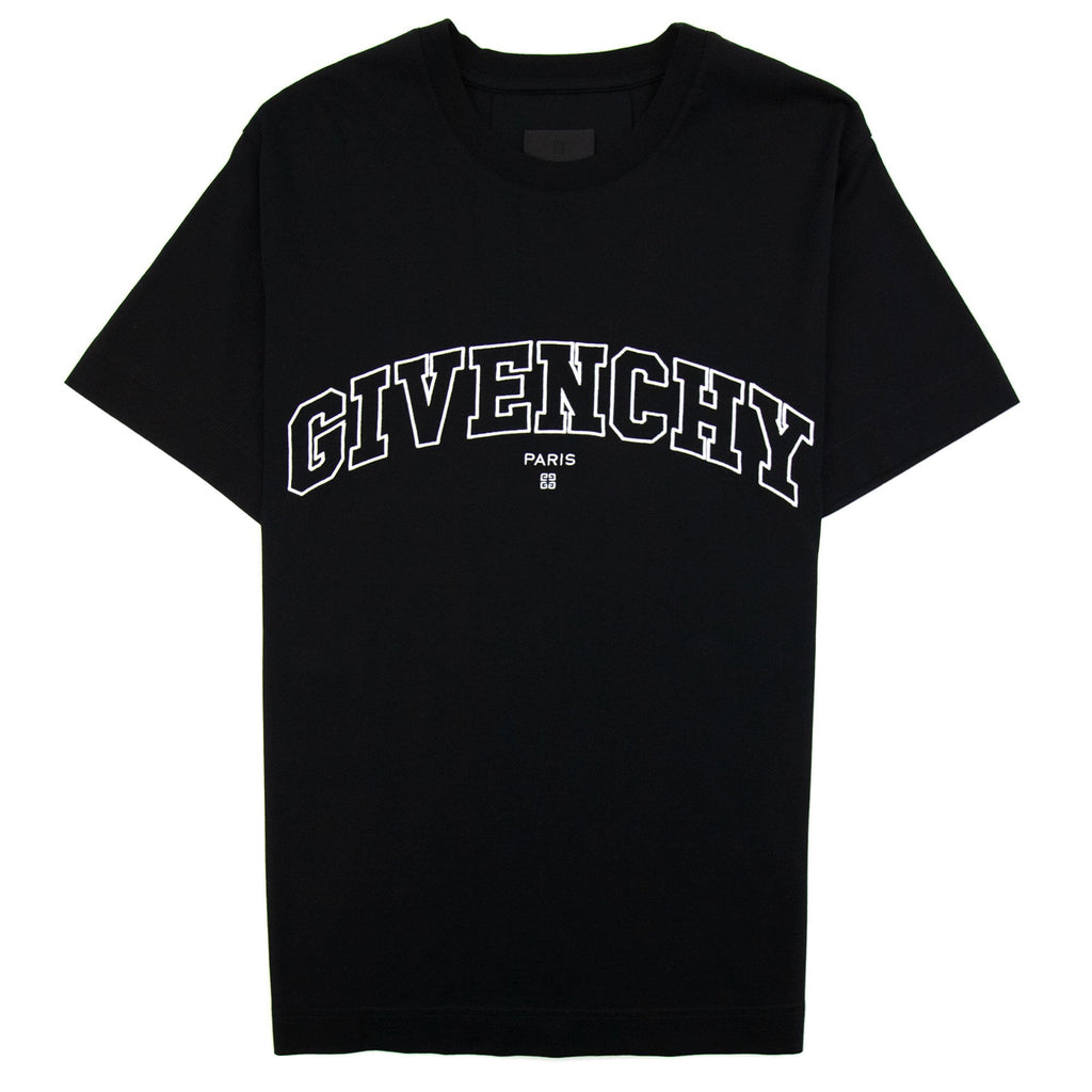 Givenchy T-shirt In Givenchy College Embroidered Jersey Black