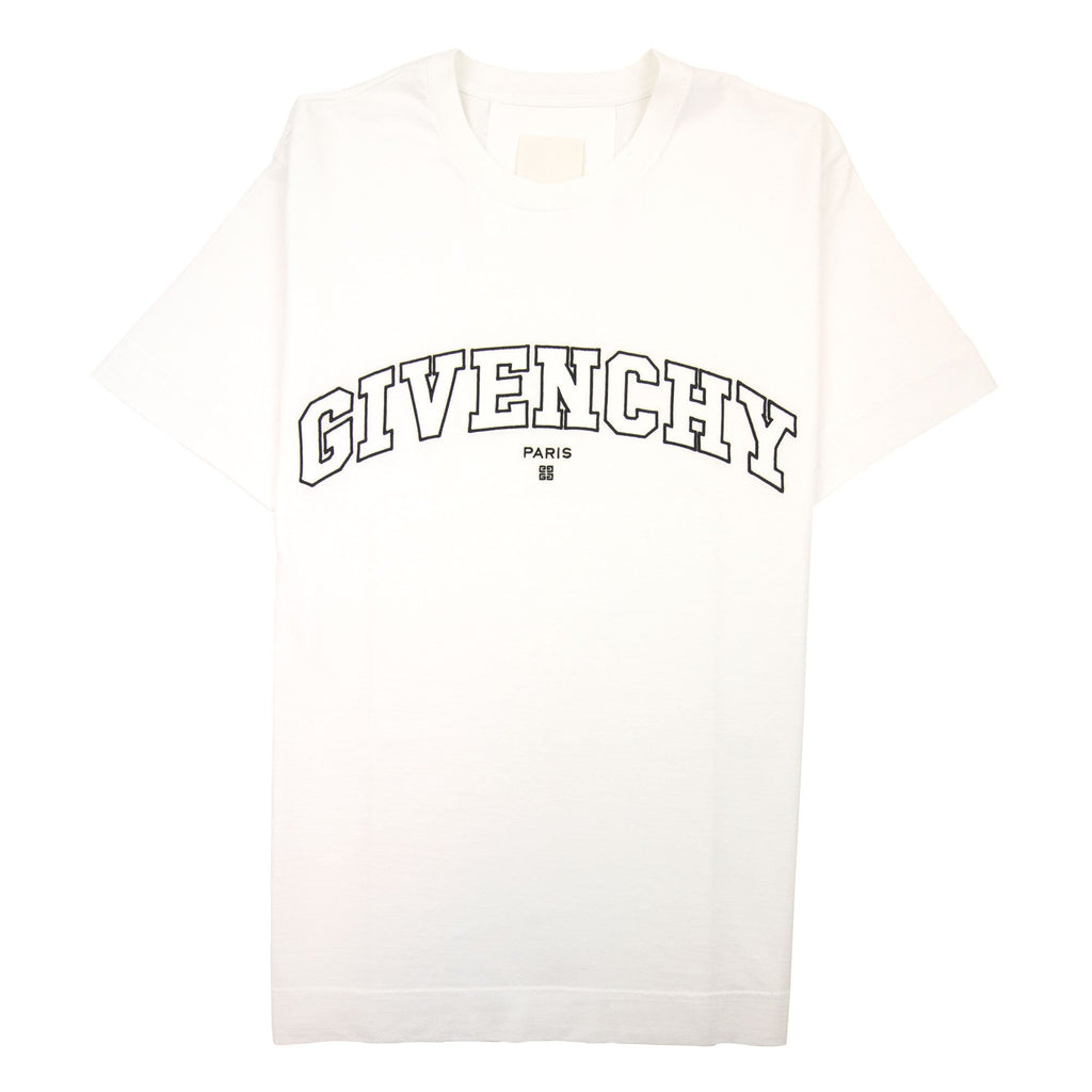 Givenchy T-shirt In Givenchy College Embroidered Jersey White