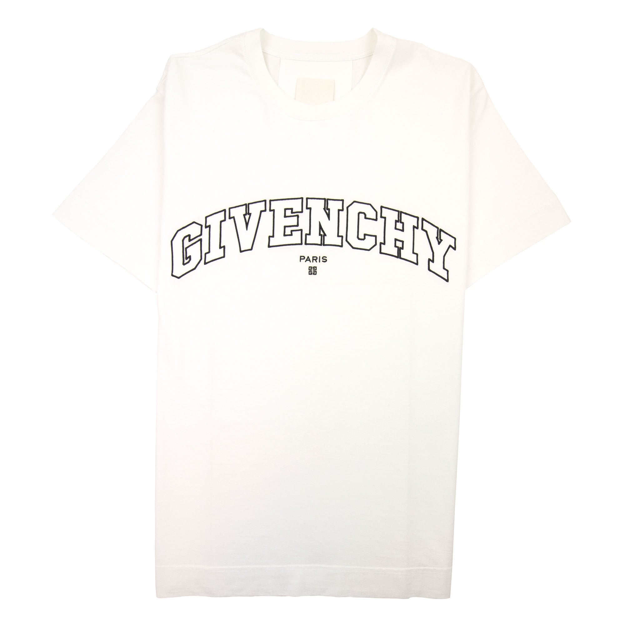 Givenchy T-shirt In Givenchy College Embroidered Jersey White