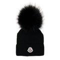 Moncler Women Berretto Pom Pom Wool Hat Black 999