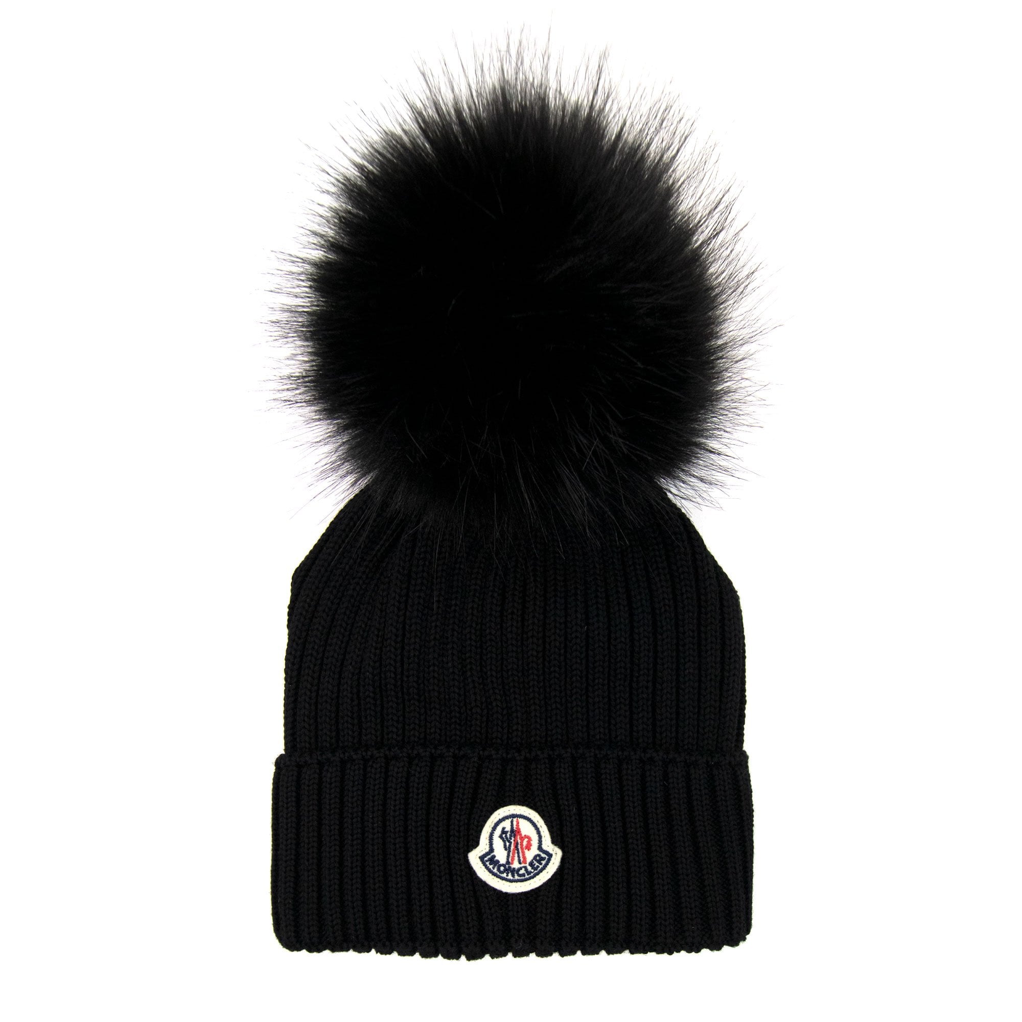 Moncler Women Berretto Pom Pom Wool Hat Black 999